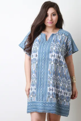 Boho Tribal Print Shift Dress